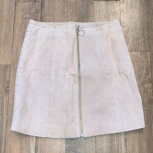 Revolve Capulet Leather Tan Zip Up A Line Skirt | Small
